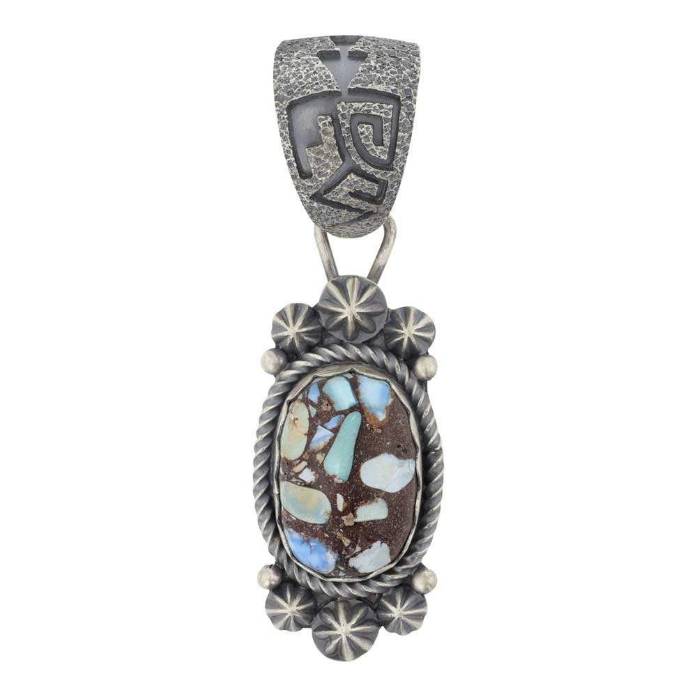 Daniel Benally Navajo Golden Hills Turquoise Pendant: Sterling Silver | Genuine Golden Hills Turquoise | Daniel Benally Navajo Golden Hills Turquoise Pendant | Navajo Native American Southwest Indian Jewelry | Good (no breaks or damages) | Approximate We
