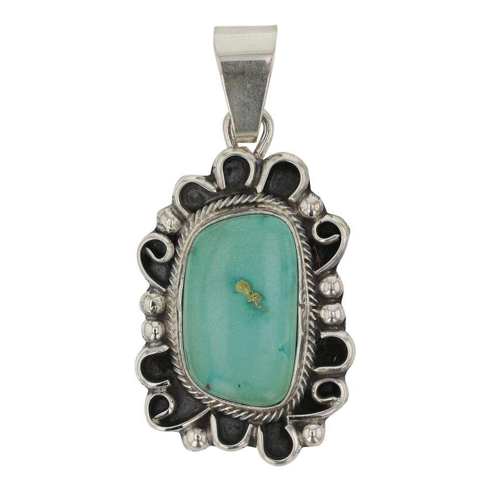 Jimmy Garcia Navajo Nevada Turquoise Pendant: Sterling Silver | Genuine Nevada Turquoise | Jimmy Garcia Navajo Nevada Turquoise Pendant | Navajo Native American Southwest Indian Jewelry | Good (no breaks or damages) | Approximate Weight: 10 Grams