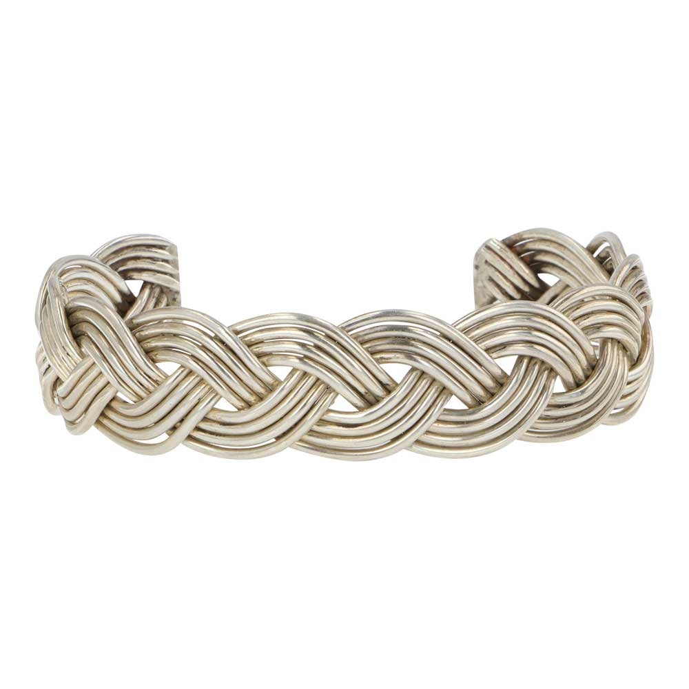 Vintage Navajo Plain Silver Braided Round Wires Cuff Bracelet: Sterling Silver | | Vintage Navajo Plain Silver Braided Round Wires Cuff Bracelet | Navajo Native American Southwest Indian Jewelry | Good (no breaks or damages) | Approximate Weight: 27 Grams | Brace