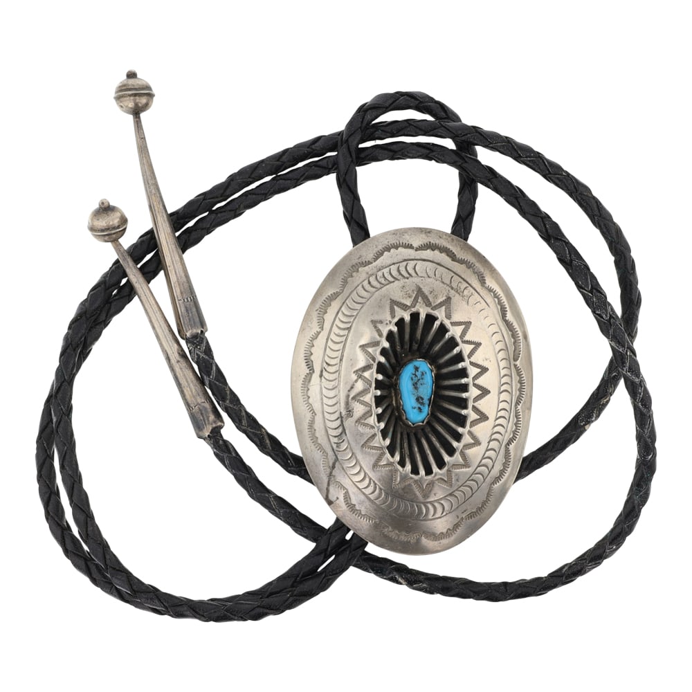 Vintage Navjao Kingman Turquoise Bolo Tie (1 of 3)