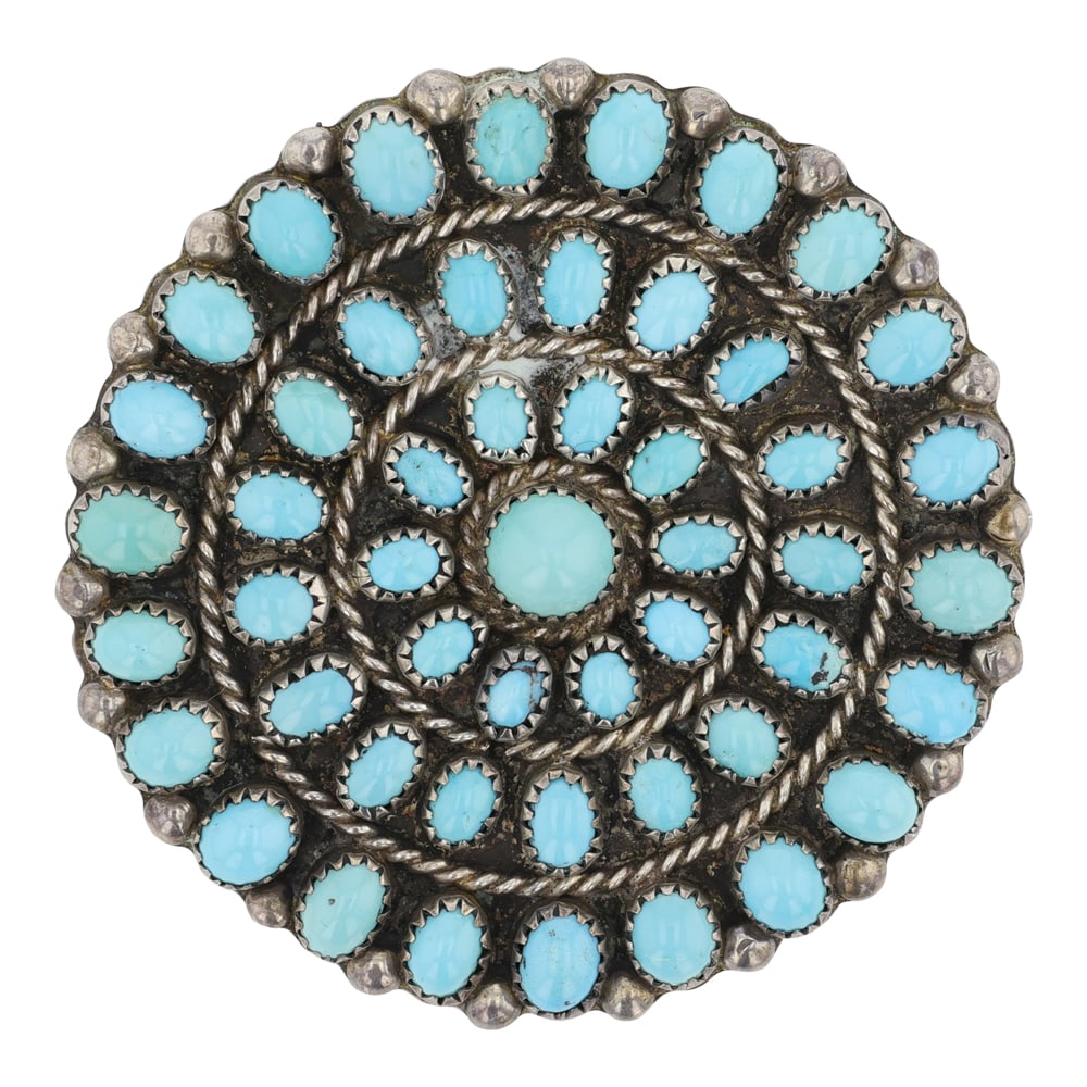 Vintage Navajo Lone Mountain Turquoise Cluster Pin / Pendant (1 of 2)