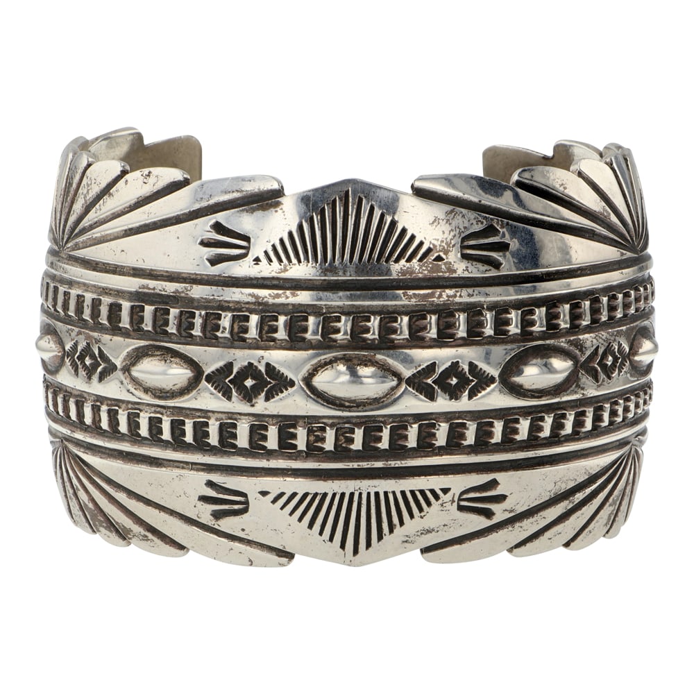 Harris Joe Navajo Stamp-Work & Bump out Work Cuff Bracelet (1 of 3)