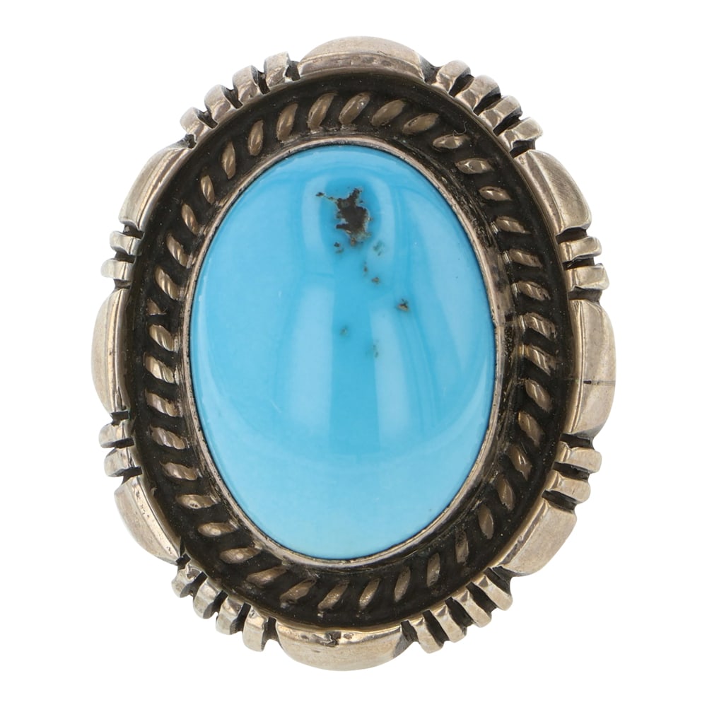 Delvin Johnson Navajo Kingman Turquoise Ring: Sterling Silver | Genuine Kingman Turquoise | Delvin Johnson Navajo Kingman Turquoise Ring | Navajo Native American Southwest Indian Jewelry | Good (no breaks or damages) | Approximate Weight: 15 Gram