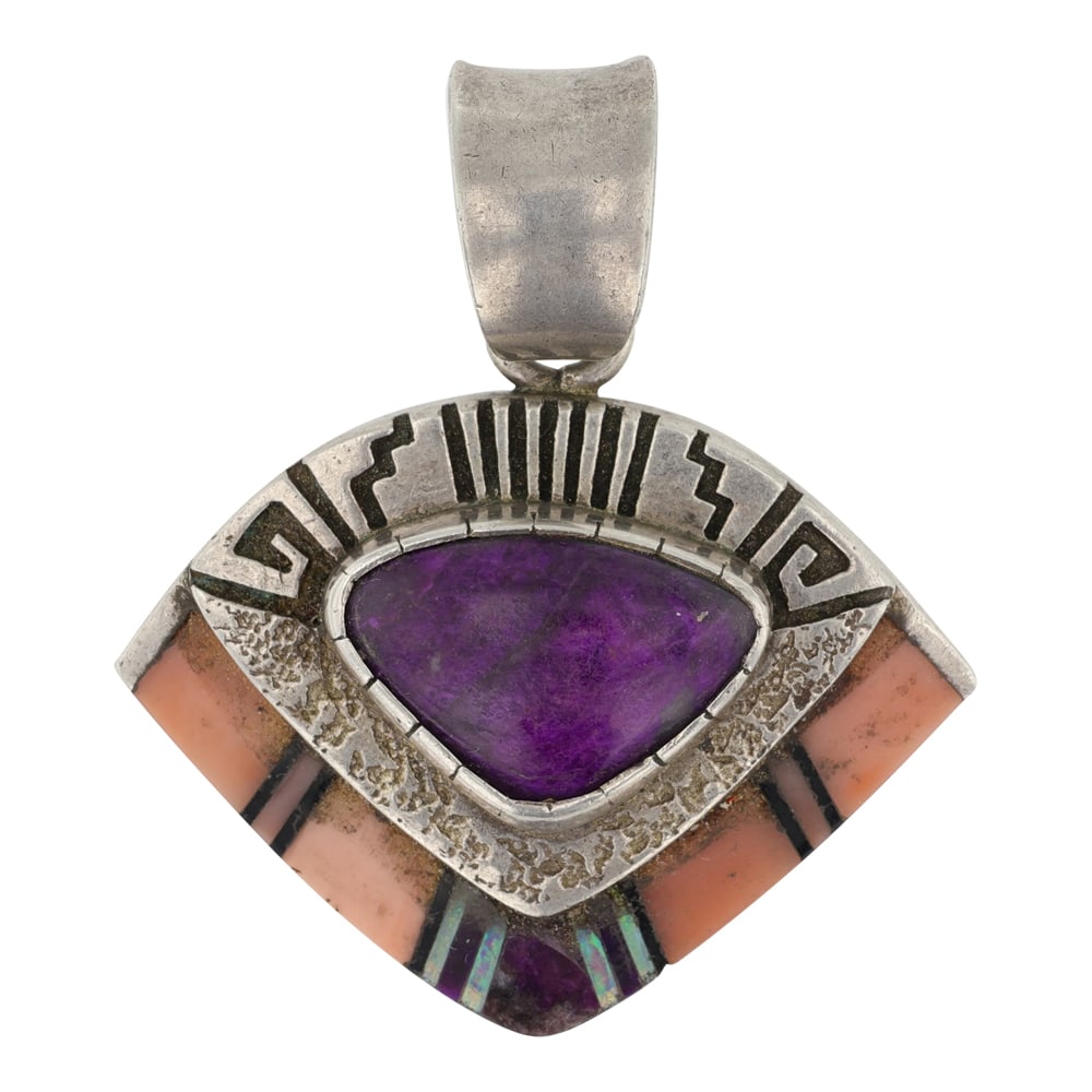 Richard Begay (1943-2013) Award Winning Navajo Coral Sugilite & Opal Pendant (1 of 2)