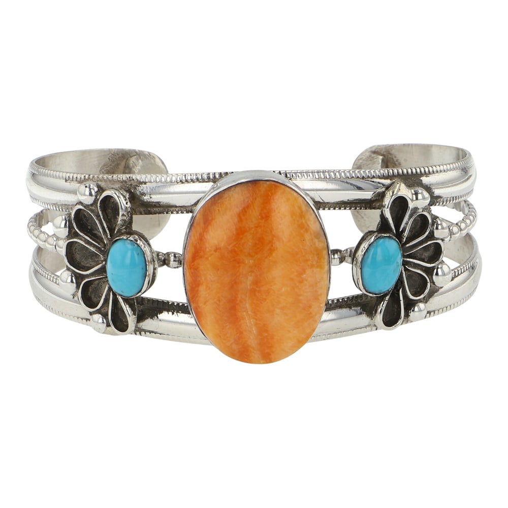Navajo Spiny Oyster & Turquoise Bracelet (1 of 3)