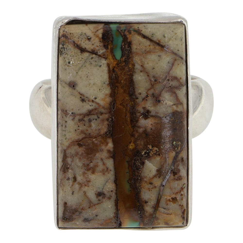 Navajo Boulder Turquoise Ring: Sterling Silver | Genuine Boulder Turquoise | Navajo Boulder Turquoise Ring | Navajo Native American Southwest Indian Jewelry | Good (no breaks or damages) | Approximate Weight: 15 Grams | Ring: 9.5 s