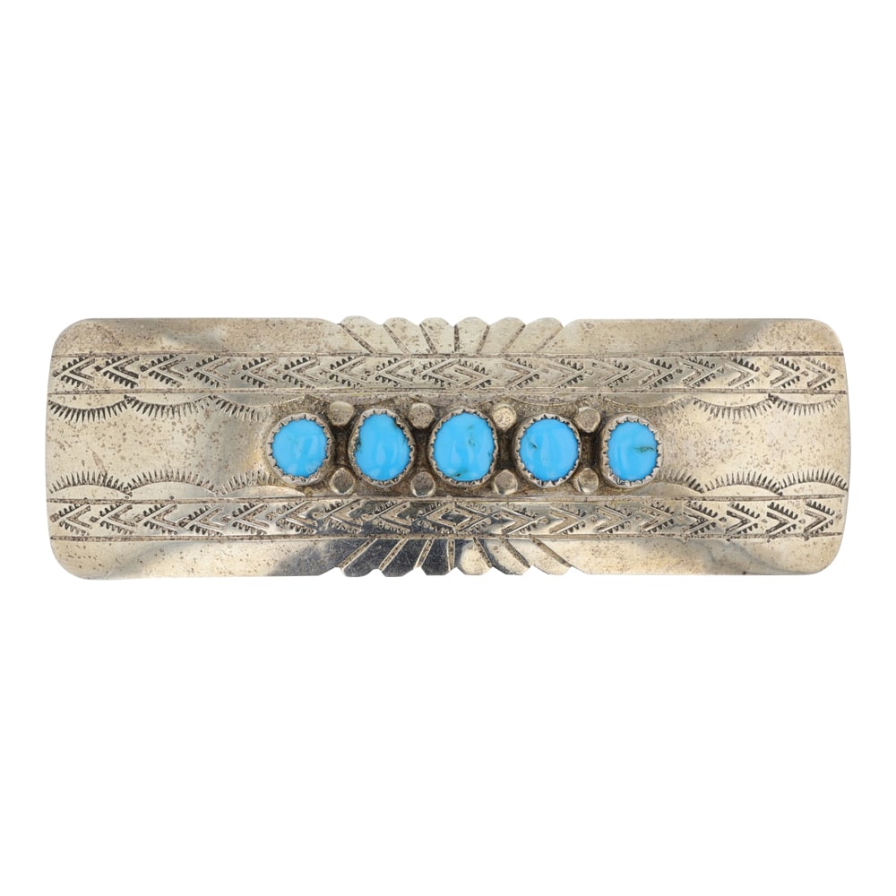 Vintage Navjao Kingman Turquoise Hair Barrette (1 of 2)