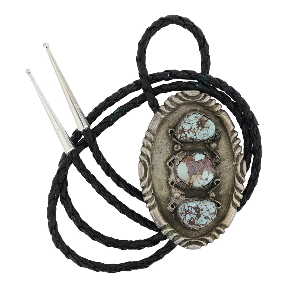 Vintage Navajo Blue Moon Turquoise Bolo Tie (1 of 3)