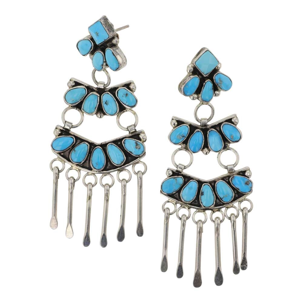 Randall Endito Navajo Lone Mountain Turquoise Chandelier Earrings (1 of 2)