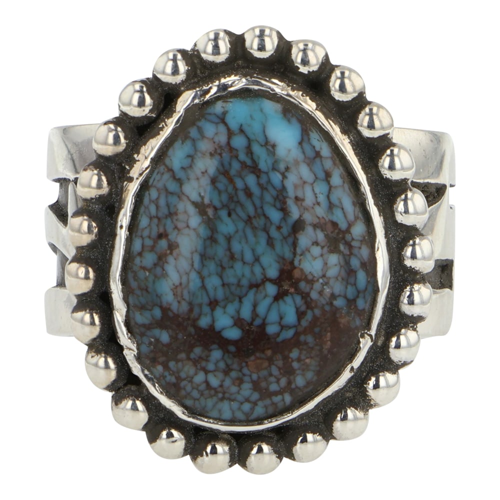 Abraham Peina Talented Zuni Artist Spiderweb Turquoise Ring (1 of 3)