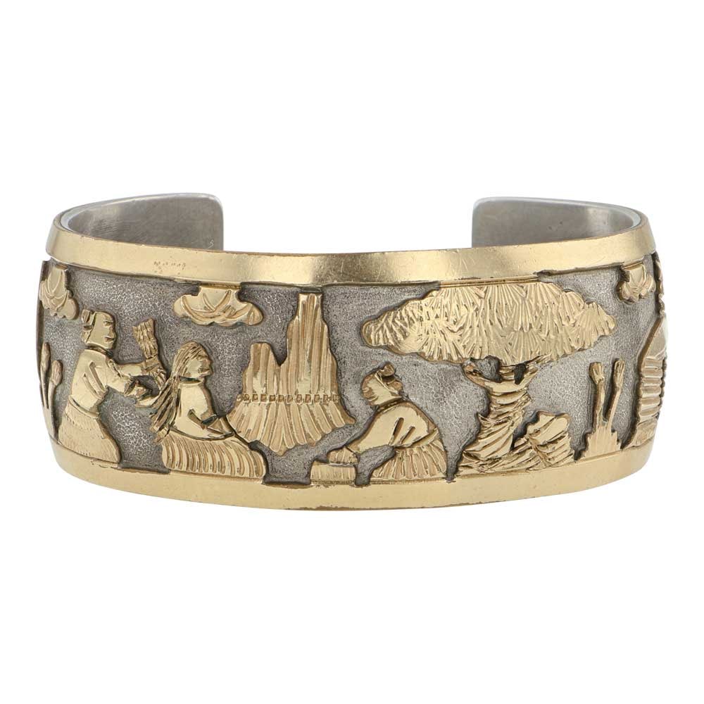 Lloyd Becenti Navajo Sterling Silver & Gold Filled Story Teller Bracelet (1 of 4)