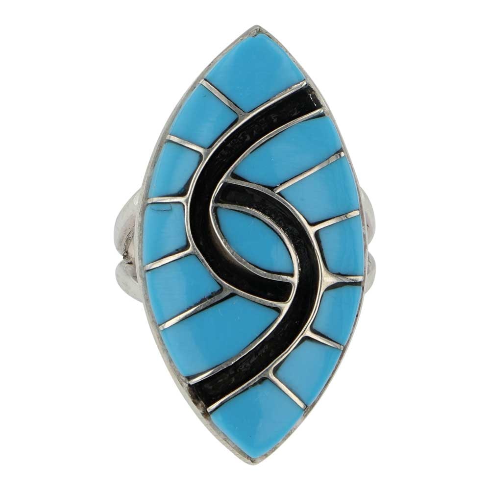 Amy Quandelacy Zuni Sleeping Beauty Turquoise Inlay Ring (1 of 4)