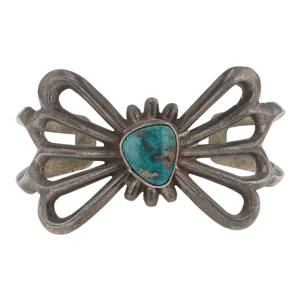 Vintage Navajo Fox Turquoise Sandcast Bracelet (1 of 3)