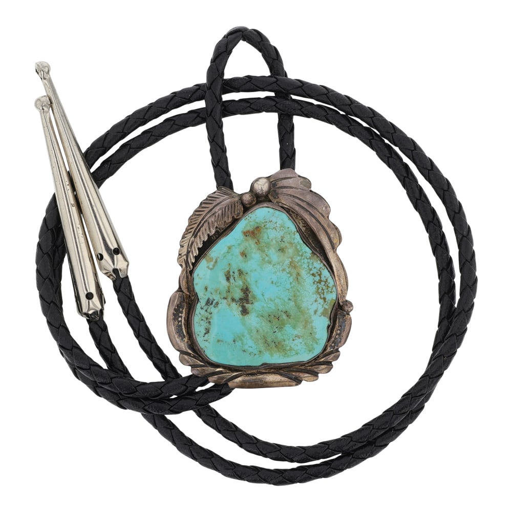 Vintage Navajo Freeform Nevada Turquoise Bolo Tie (1 of 3)