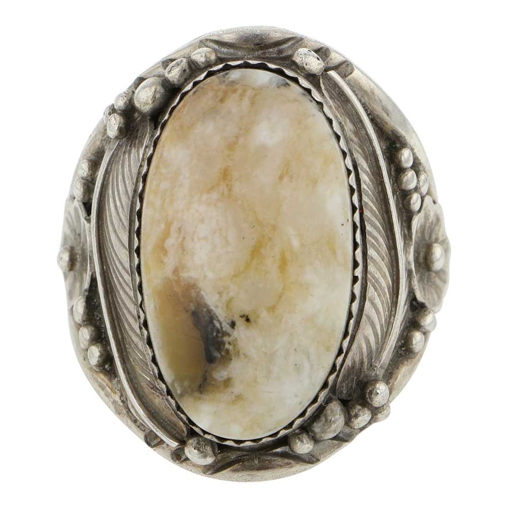 Navajo Wildhorse Ring: Sterling Silver | Genuine Wildhorse | Navajo Wildhorse Ring | Navajo Native American Southwest Indian Jewelry | Good (no breaks or damages) | Approximate Weight: 16 Grams | Ring: 14 size, 1" x .75" fa