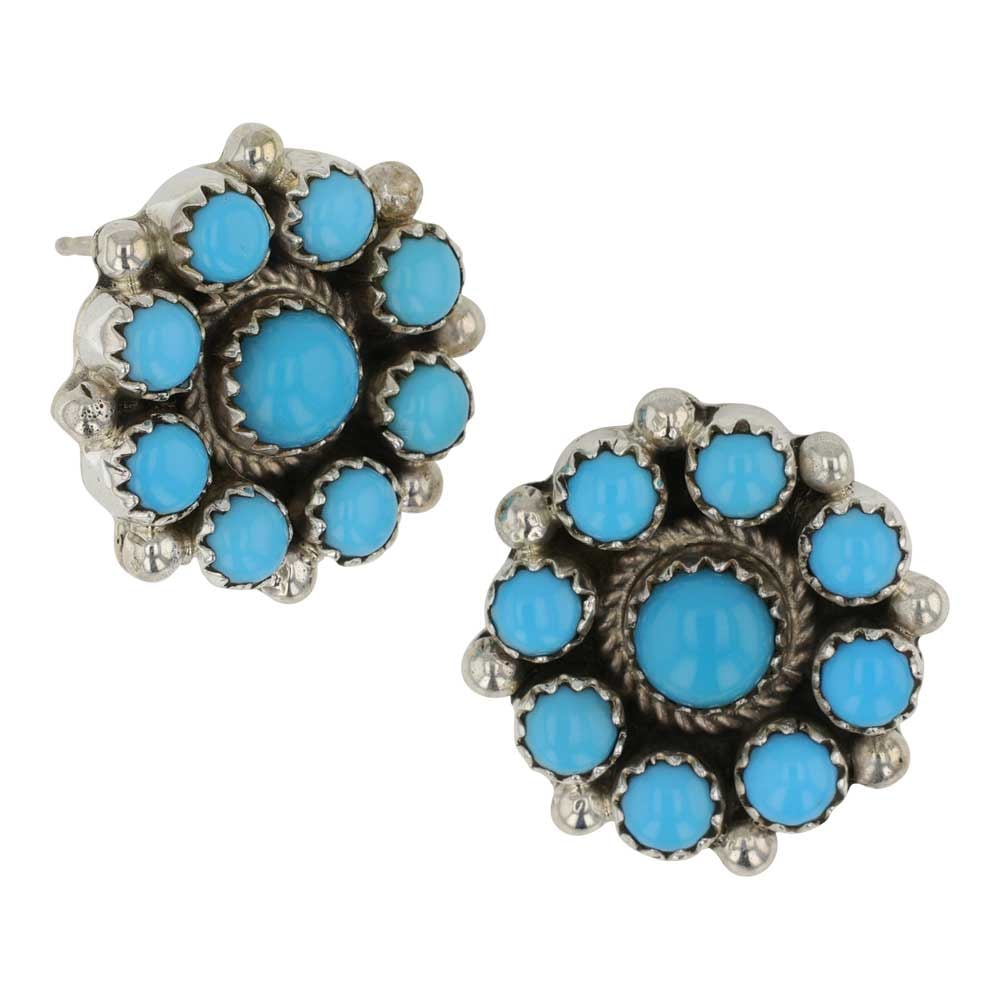 Navajo Kingman Turquoise Cluster Earrings (1 of 2)
