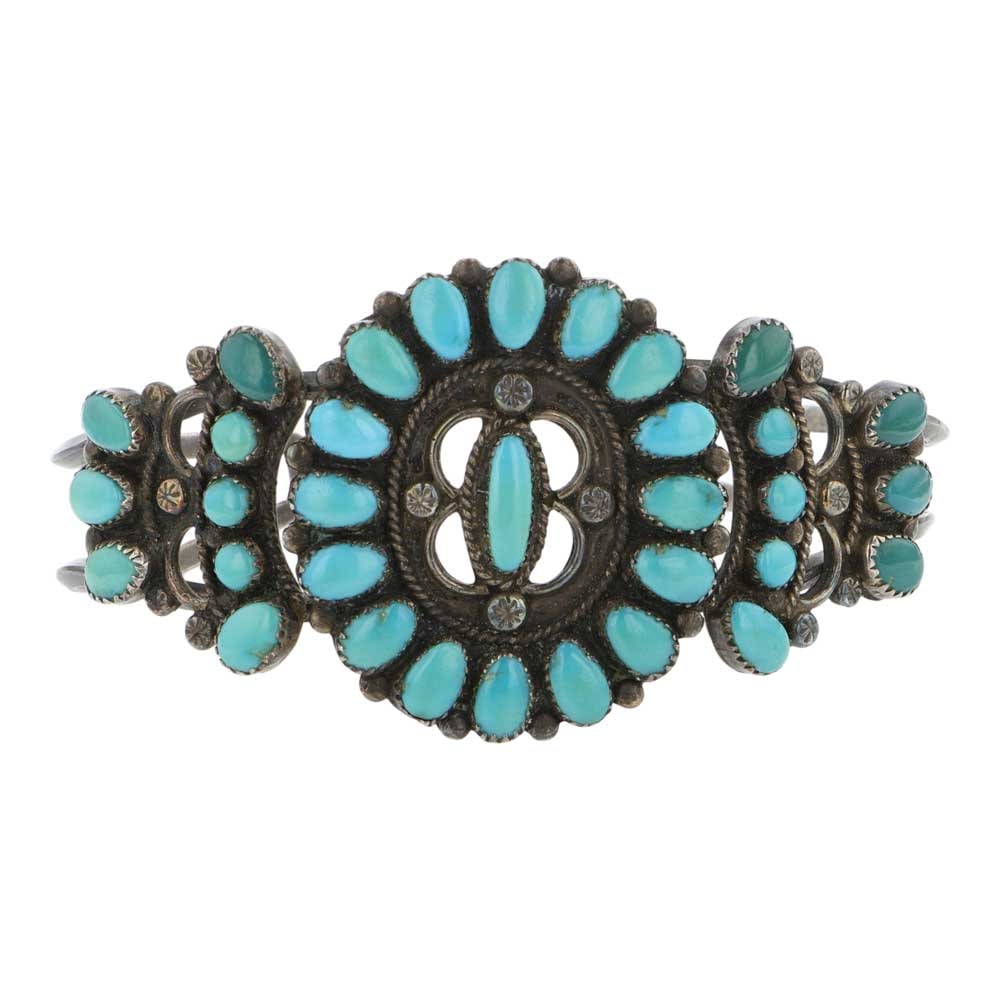 Vintage Navajo Sleeping Beauty Turquoise Cluster Bracelet (1 of 3)