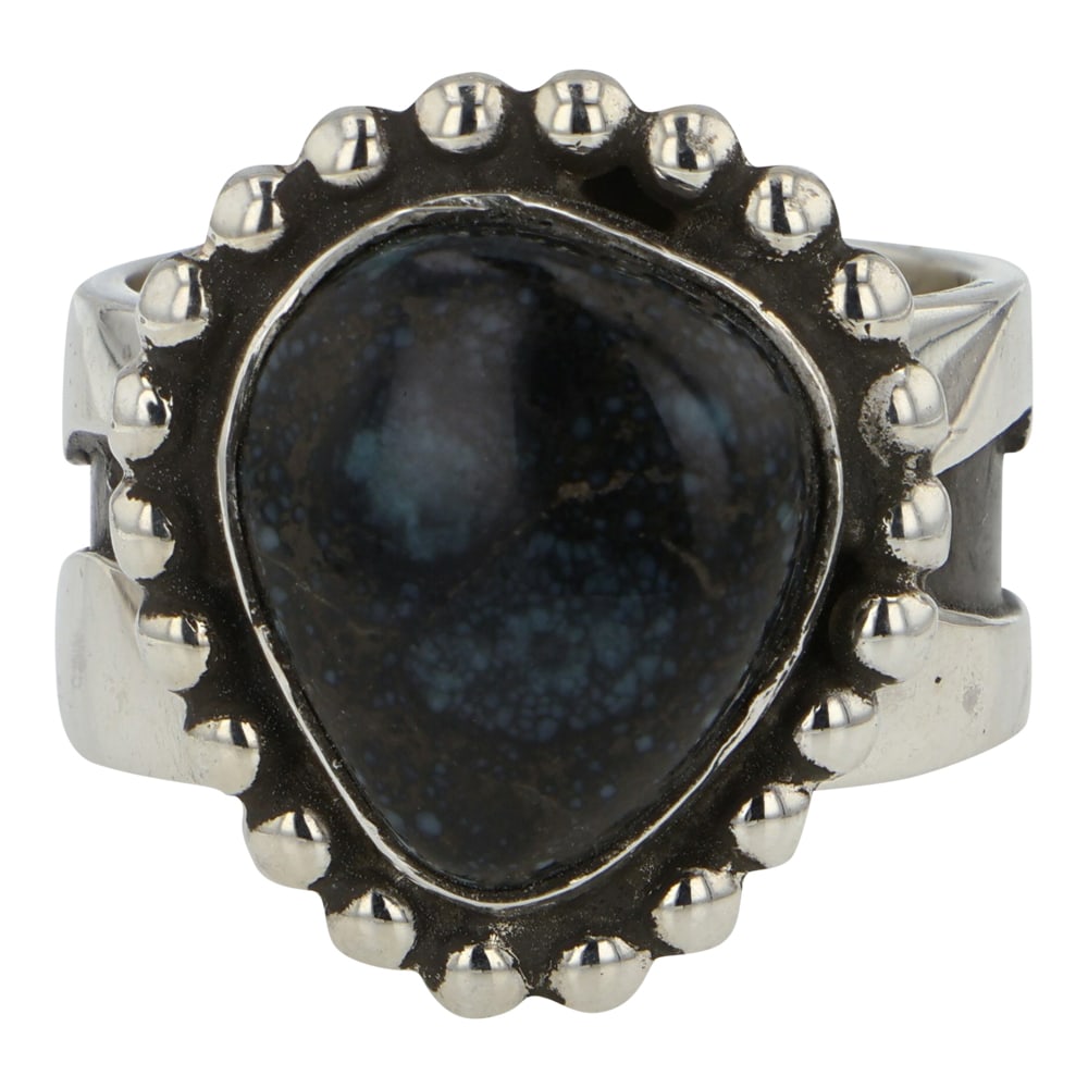 Abraham Peina Talented Zuni Artist Turquoise Ring: Sterling Silver | Genuine Spiderweb Turquoise | Abraham Peina Talented Zuni Artist Turquoise Ring | Navajo Native American Southwest Indian Jewelry | Good (no breaks or damages) | Approximate Weight: 