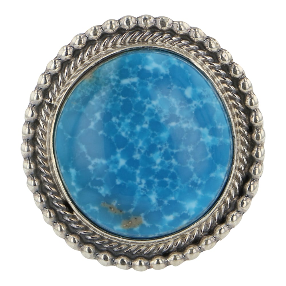Daniel Benally Navjao Fox Turquoise Ring: Sterling Silver | Genuine Fox Turquoise | Daniel Benally Navjao Fox Turquoise Ring | Navajo Native American Southwest Indian Jewelry | Good (no breaks or damages) | Approximate Weight: 15 Grams | Ring