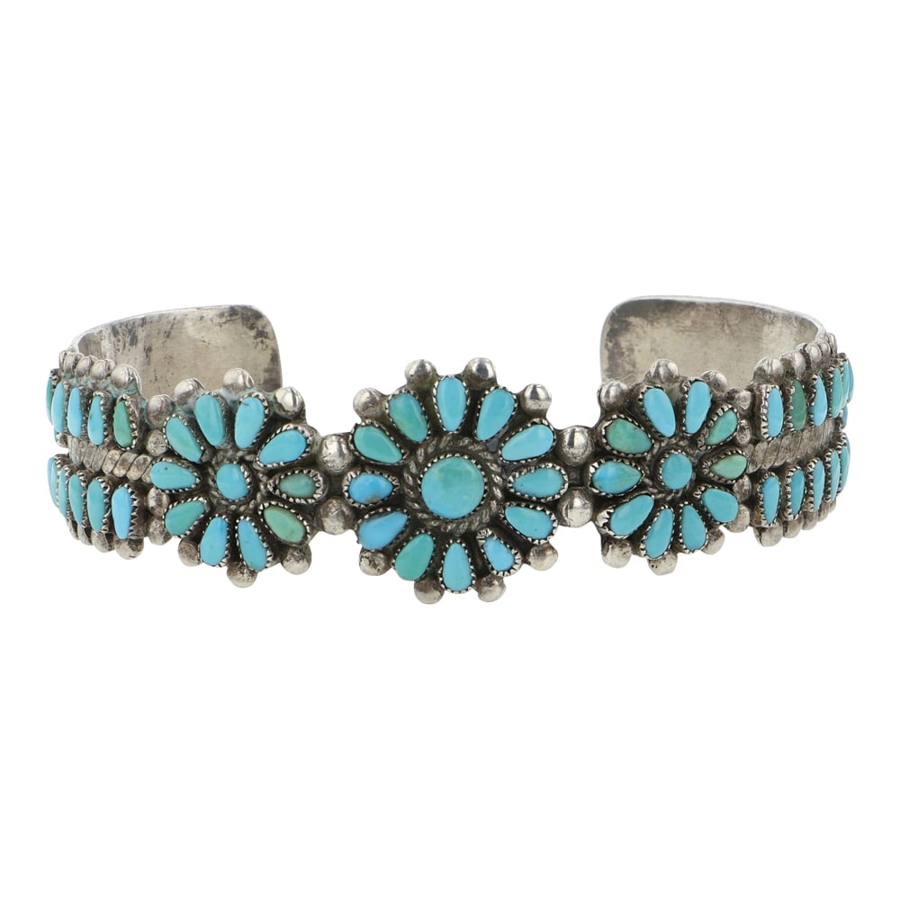 Vintage Zuni Kignman Turquoise Cluster Bracelet (1 of 3)