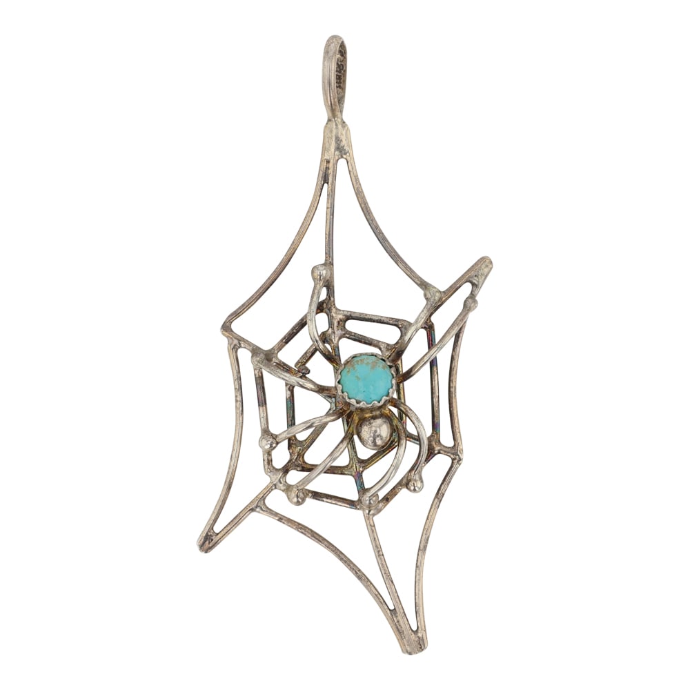 Navajo Kingman Turquoise Spider Pendant (1 of 2)