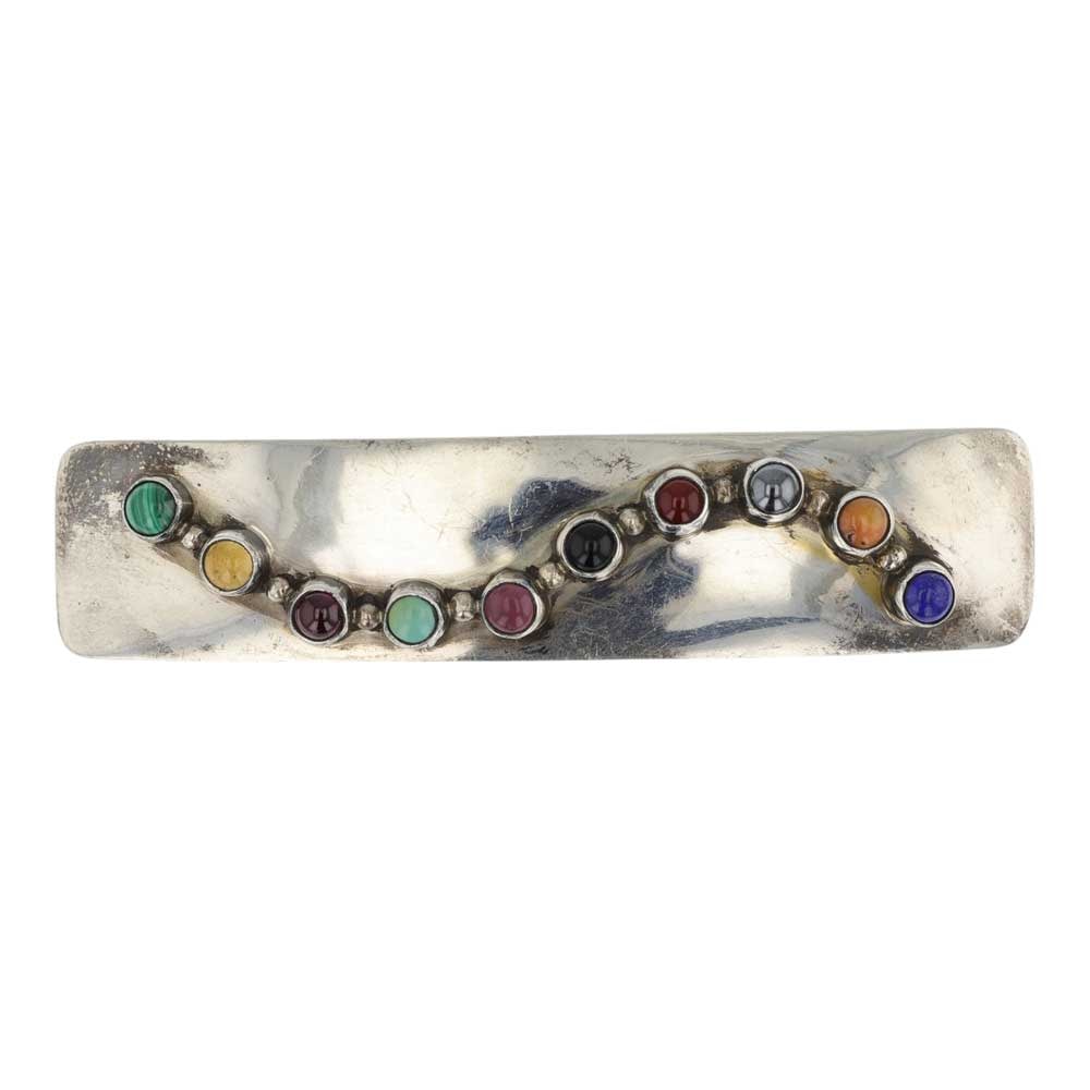 Navjao Turquoise Malachite Garnet & Hematite Hair Barrette (1 of 2)