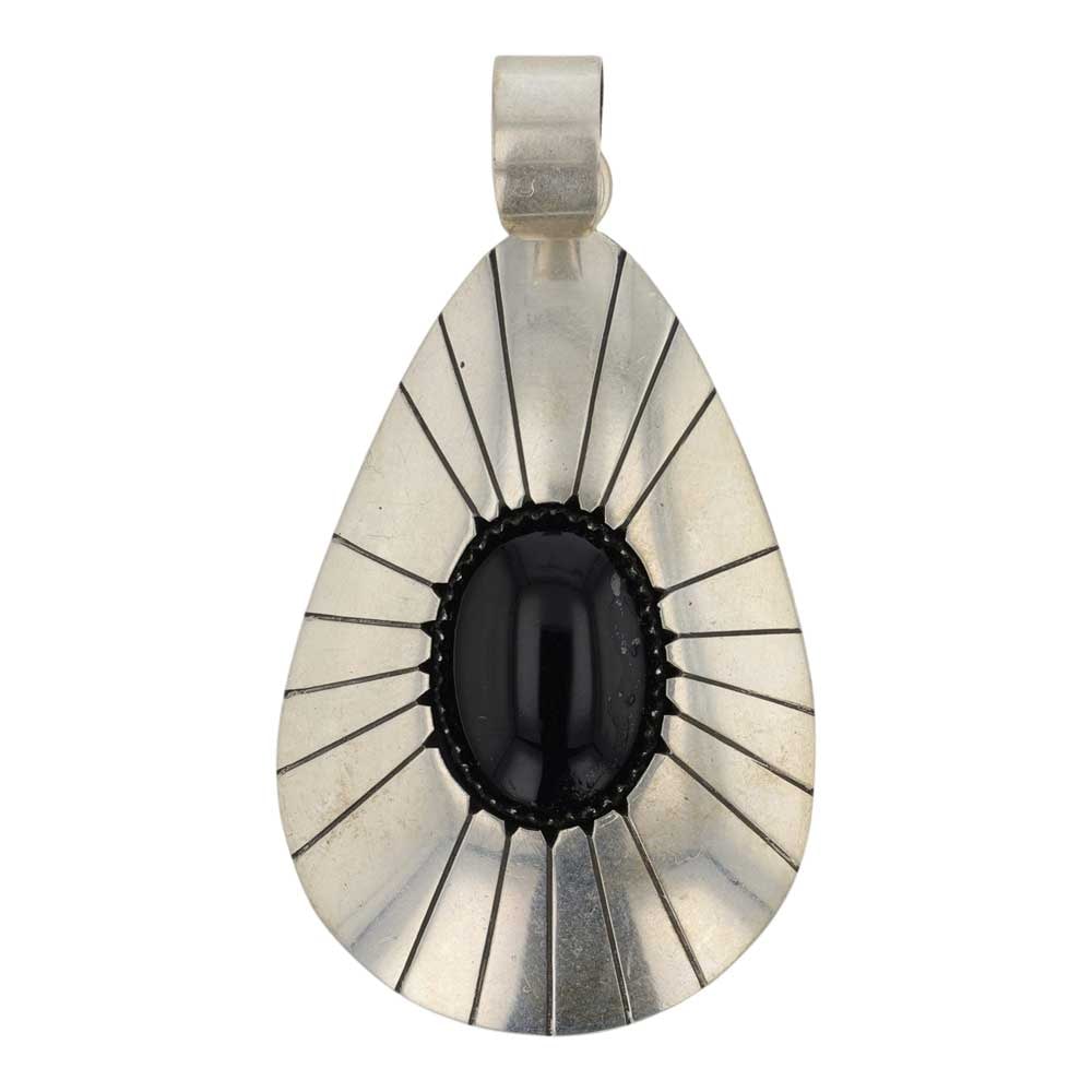 Thomas Nez Navajo Black Onyx Shadowbox Pendant (1 of 2)