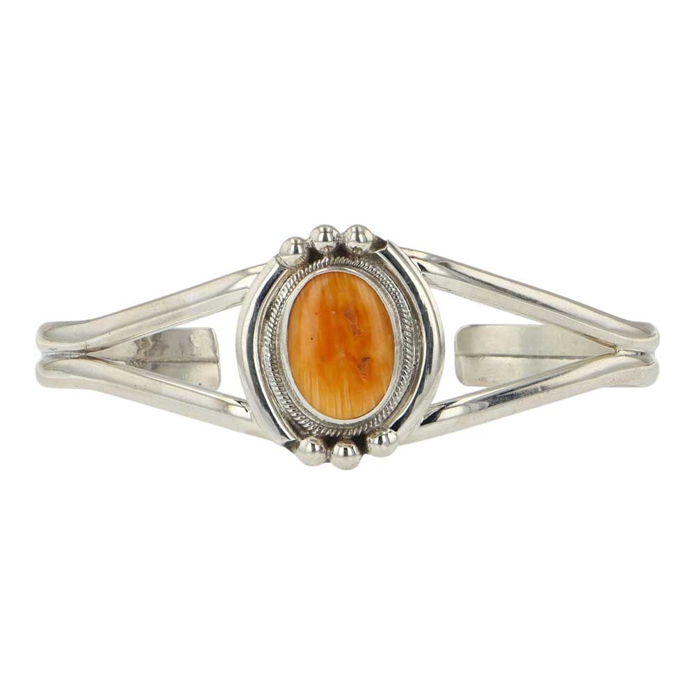 Randy Billy Navajo Spiny Oyster Bracelet: Sterling Silver | Genuine Spiny Oyster | Randy Billy Navajo Spiny Oyster Bracelet | Navajo Native American Southwest Indian Jewelry | Good (no breaks or damages) | Approximate Weight: 17 Grams | Brace