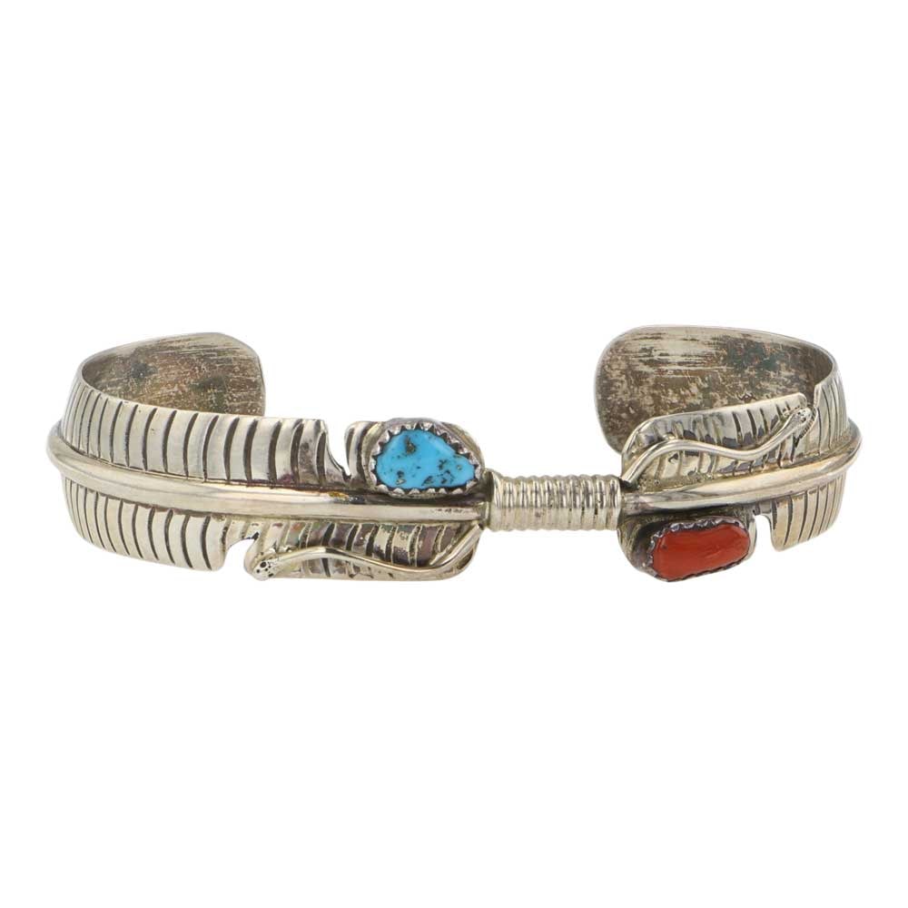 Navajo Turquoise & Coral Bracelet (1 of 3)