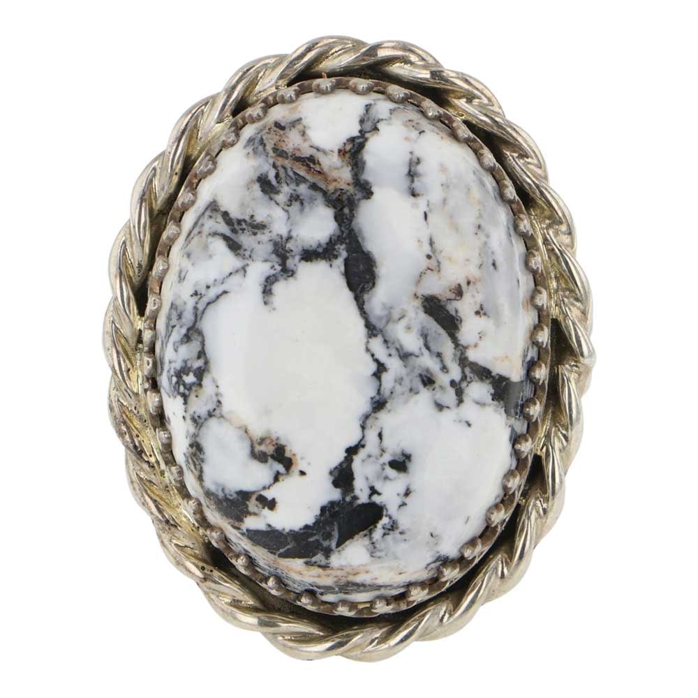 Navajo White Buffalo Adjustable Ring (1 of 3)