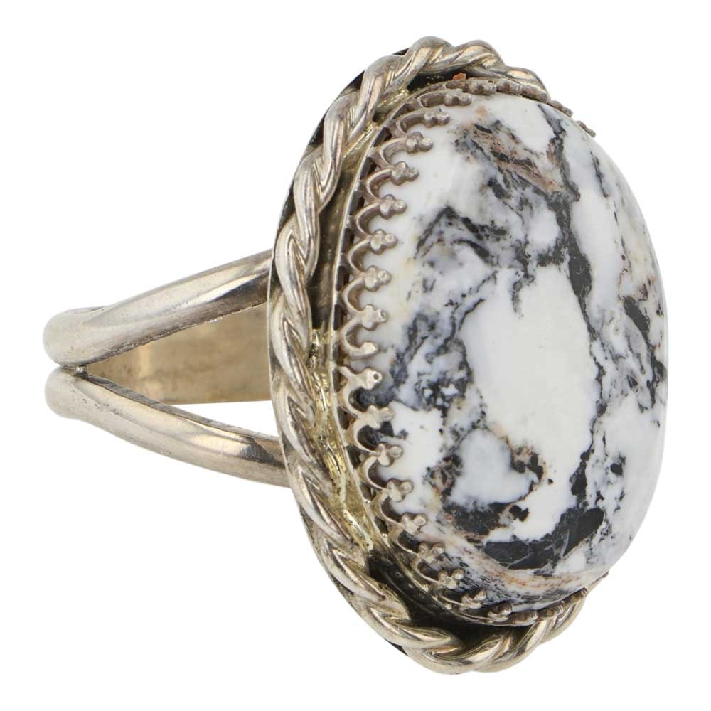 Navajo White Buffalo Adjustable Ring - 2