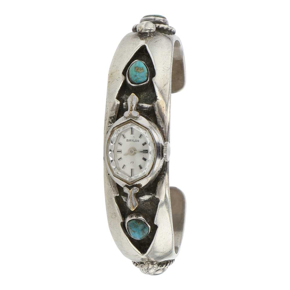 Vintage Navajo Blue Gem Turquoise Watch Bracelet (1 of 4)
