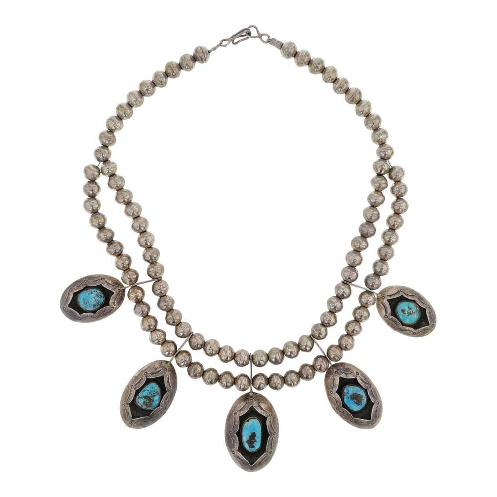 Vintage Navajo Blue Ridge Turquoise Shadowbox Necklace (1 of 2)