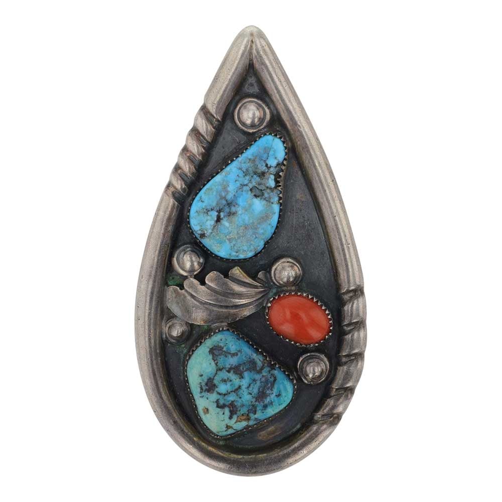 Vintage Navajo Turquoise & Coral & Pendant (1 of 2)