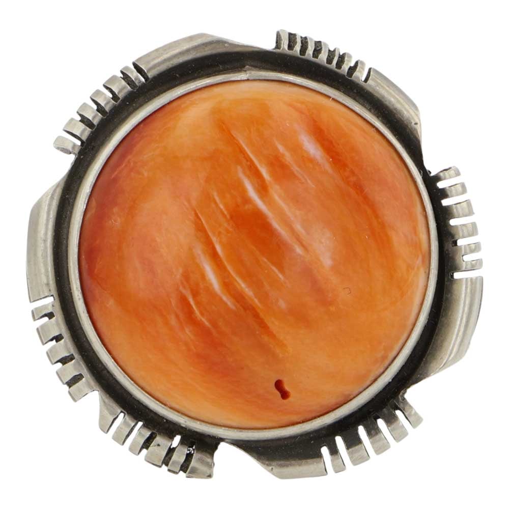 Jimmy Garcia Navjao Spiny Oyster Adjustable Ring: Sterling Silver | Genuine Spiny Oyster | Jimmy Garcia Navjao Spiny Oyster Adjustable Ring | Navajo Native American Southwest Indian Jewelry | Good (no breaks or damages) | Approximate Weight:?10 Grams
