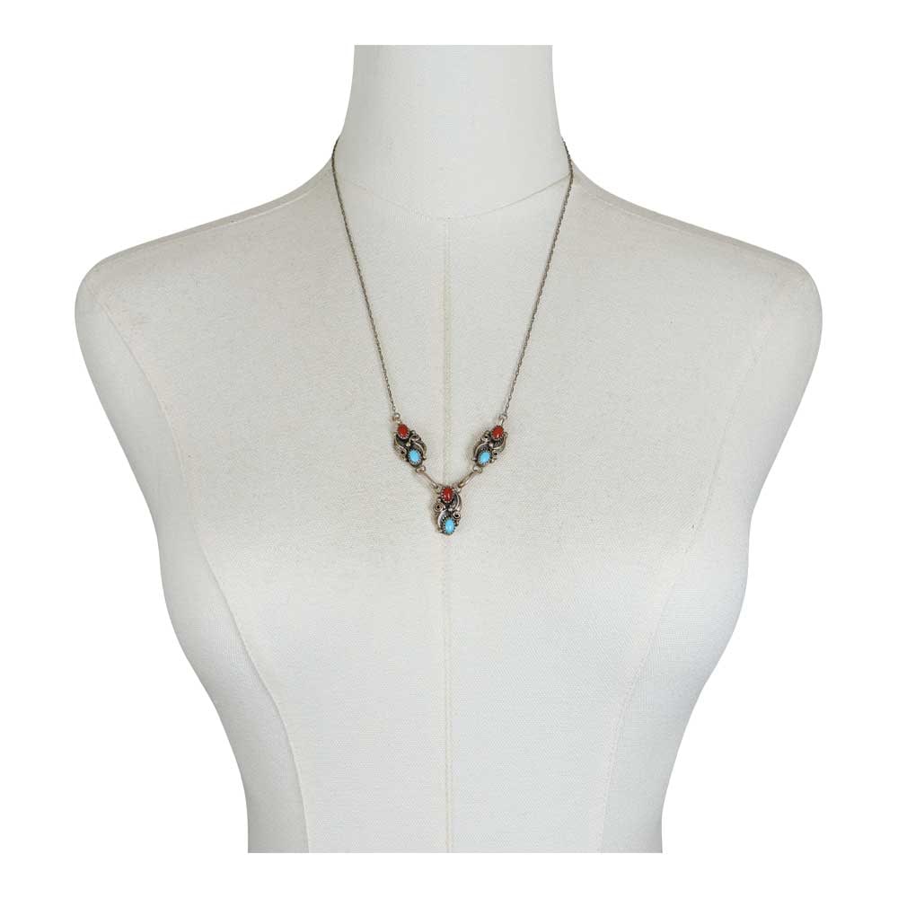 RB Navajo Turquoise & Coral Necklace (1 of 4)