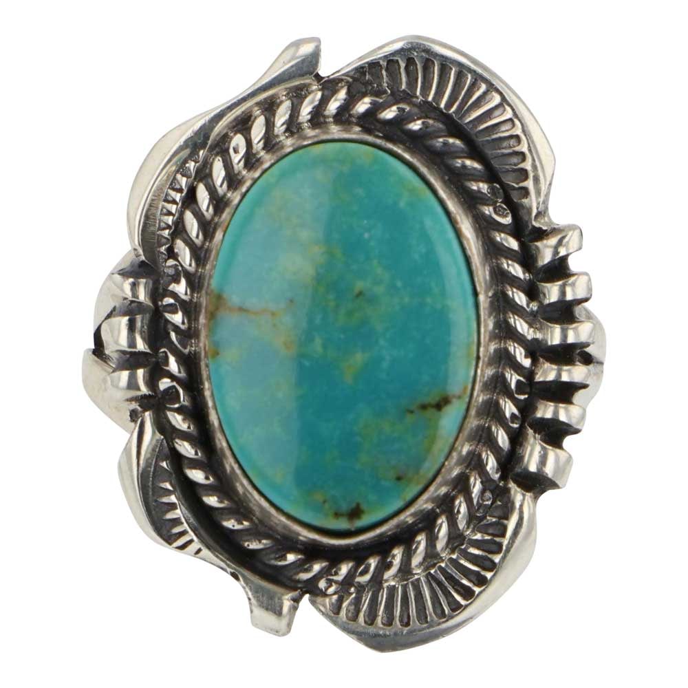 Navajo Menassa Turquoise Ring: Sterling Silver | Genuine Menassa Turquoise | Navajo Menassa Turquoise Ring | Navajo Native American Southwest Indian Jewelry | Good (no breaks or damages) | Approximate Weight:?5 Grams | Ring: 5.5 si
