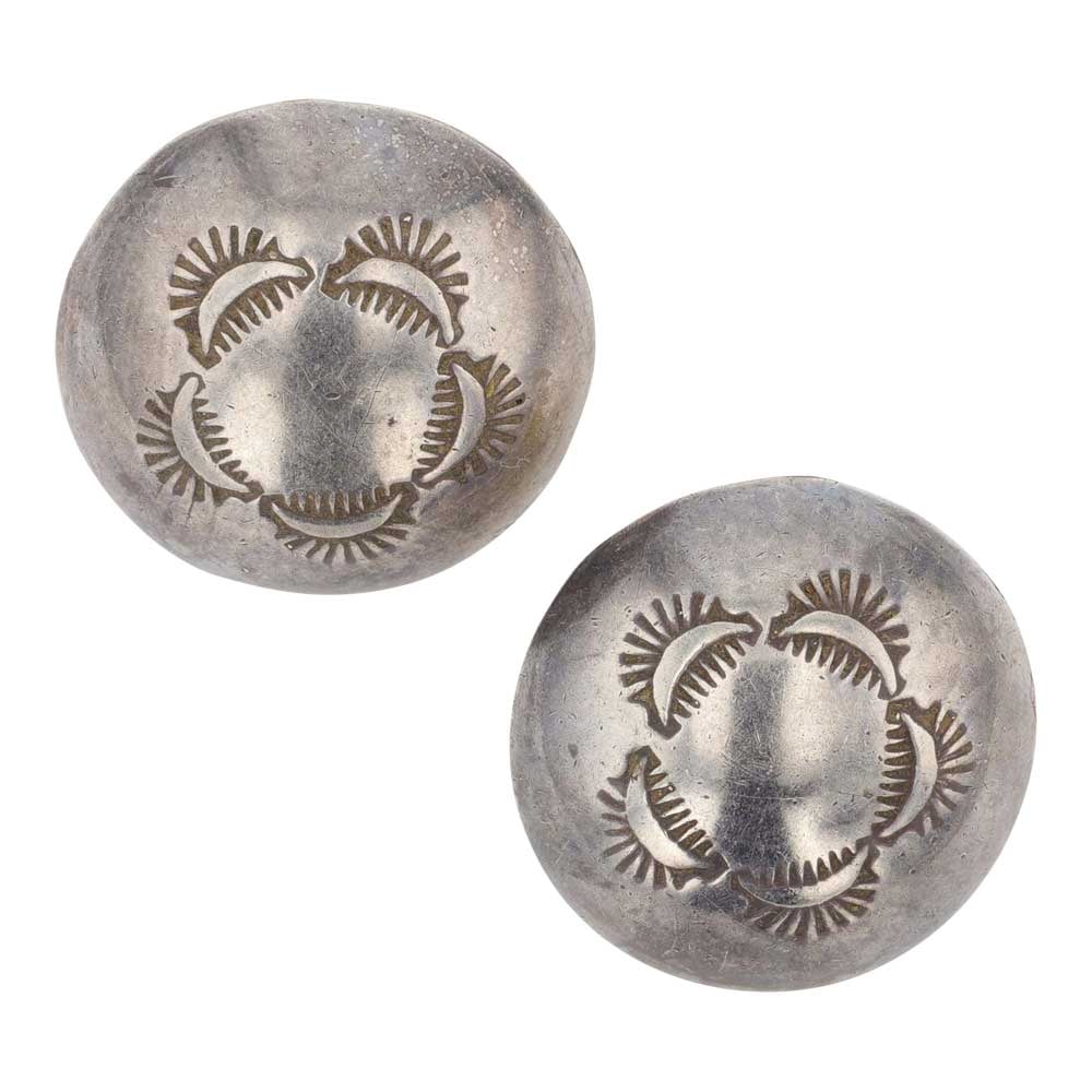 Vintage Navajo Sterling Silver Earrings: Sterling Silver | | Vintage Navajo Sterling Silver Earrings | Navajo Native American Southwest Indian Jewelry | Good (no breaks or damages) | Approximate Weight:?7 Grams | Earrings: 1" x 1" each |