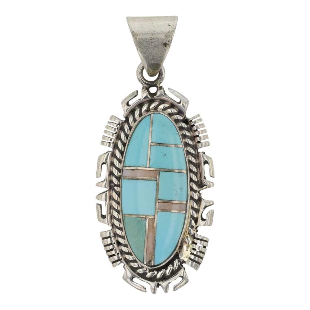 Angie Tom Navajo Turquoise & Shell Inlay Pendant (1 of 2)