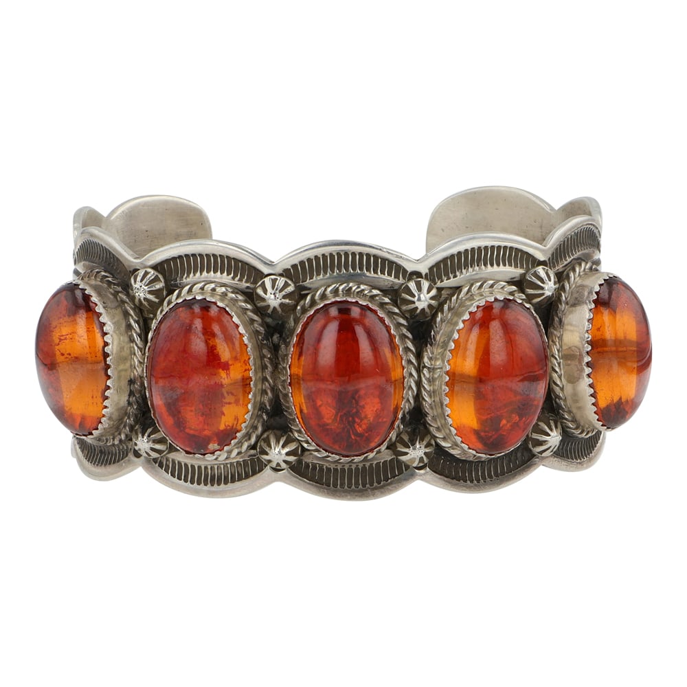 Delbert Delgariot Navjao Amber Stamwork Cuff Bracelet (1 of 3)