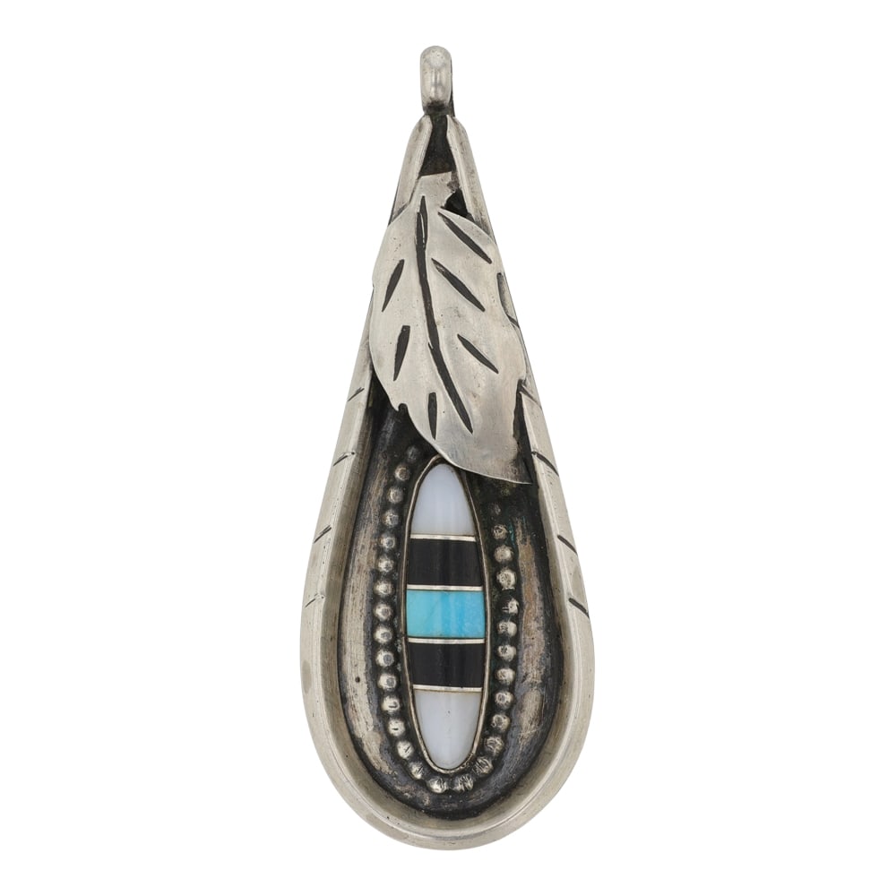 Zuni Turquoise & Shell Inlay Pendant (1 of 2)