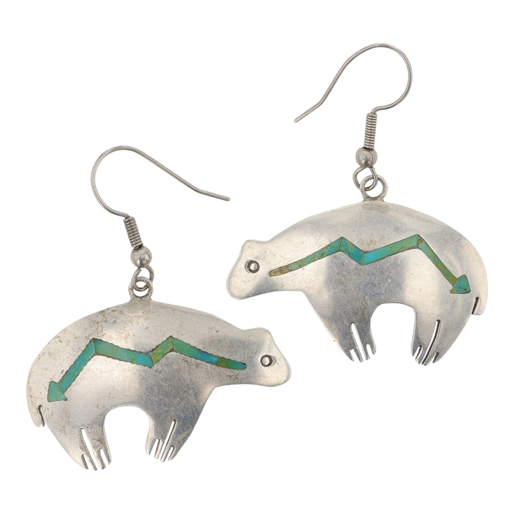 Navajo Turquoise Bear Earrings (1 of 2)