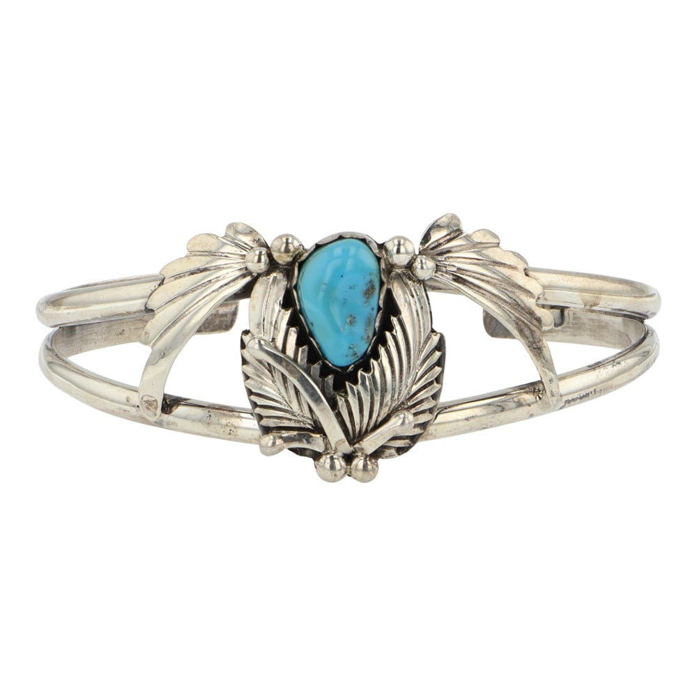 Vintage Navjao Kingman Turquoise Bracelet: Sterling Silver | Genuine Kingman Turquoise | Vintage Navjao Kingman Turquoise Bracelet | Navajo Native American Southwest Indian Jewelry | Good (no breaks or damages) | Approximate Weight:?17 Grams |