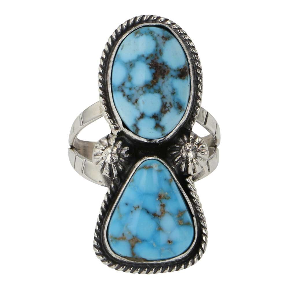 Will Denetdale Navajo Turquoise Mountain Turquoise Two Stone Ring (1 of 3)