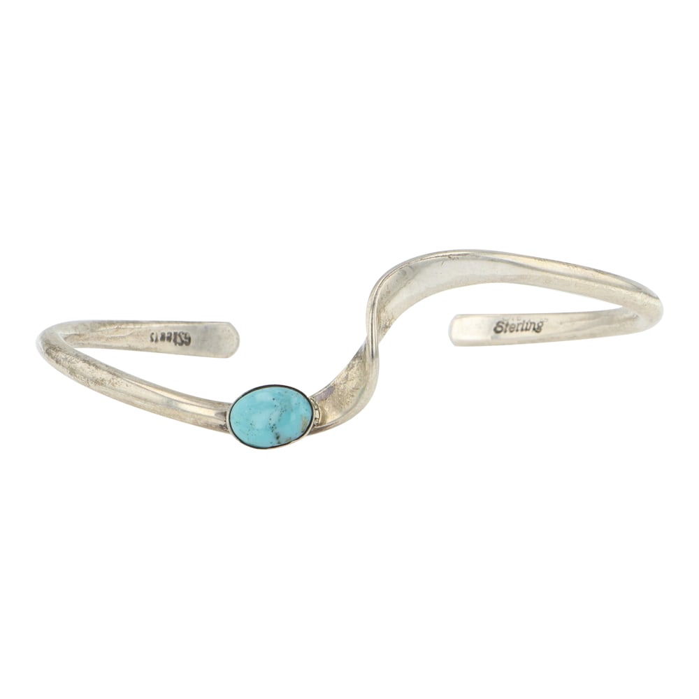 Navajo Kingman Turquoise Cuff Bracelet: Sterling Silver | Genuine Kingman Turquoise | Navajo Kingman Turquoise Cuff Bracelet | Navajo Native American Southwest Indian Jewelry | Good (no breaks or damages) | Approximate Weight:?7 Grams |