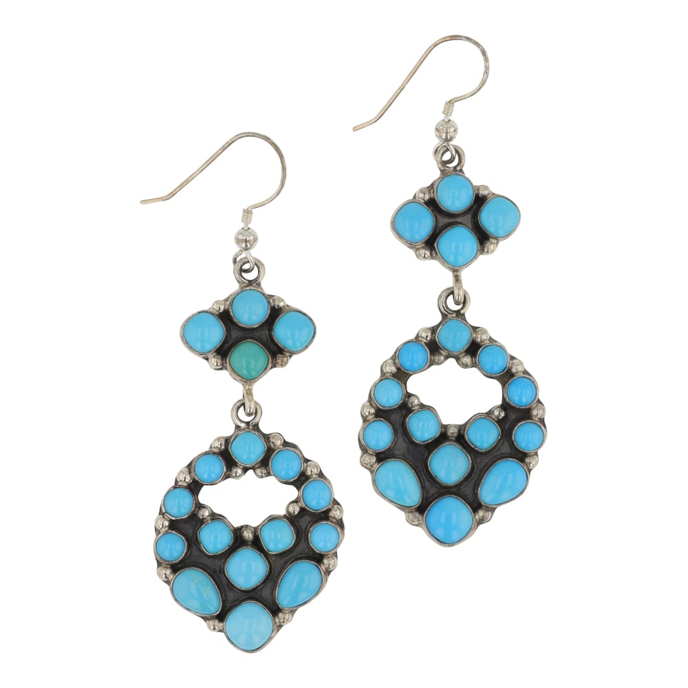 Navajo Sleeping Beauty Turquoise Cluster Earrings (1 of 2)