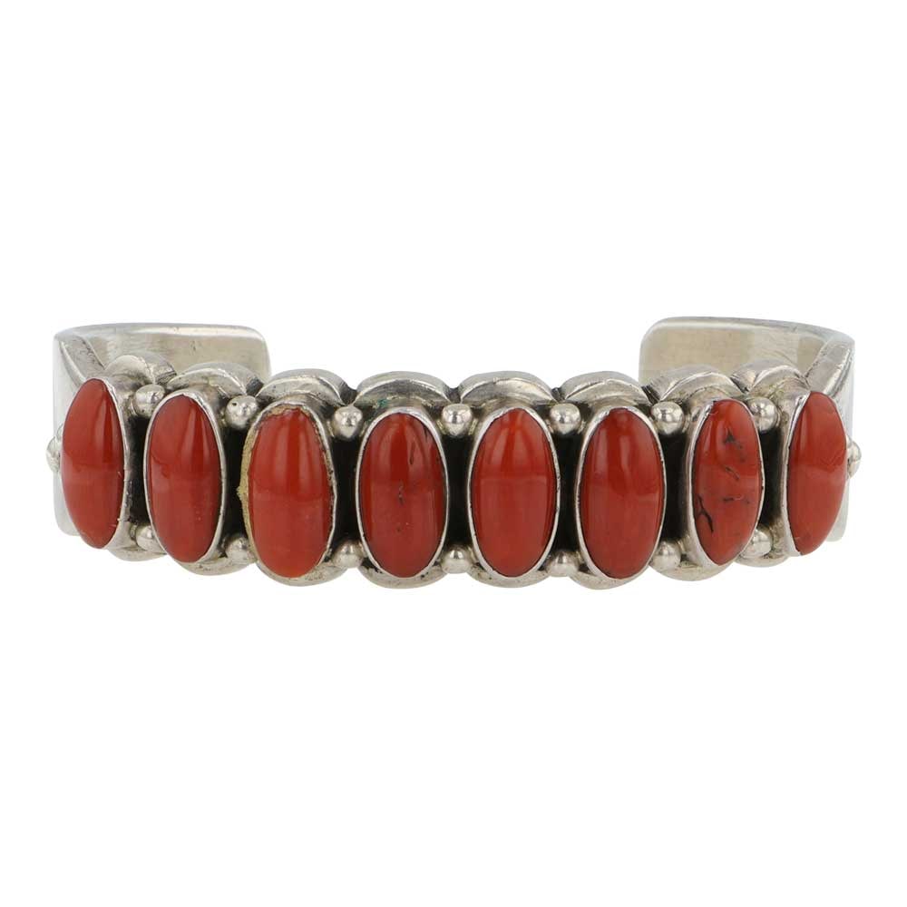 Darrin Livingston Navajo Mediterranean Coral Long Oval Row Bracelet (1 of 3)
