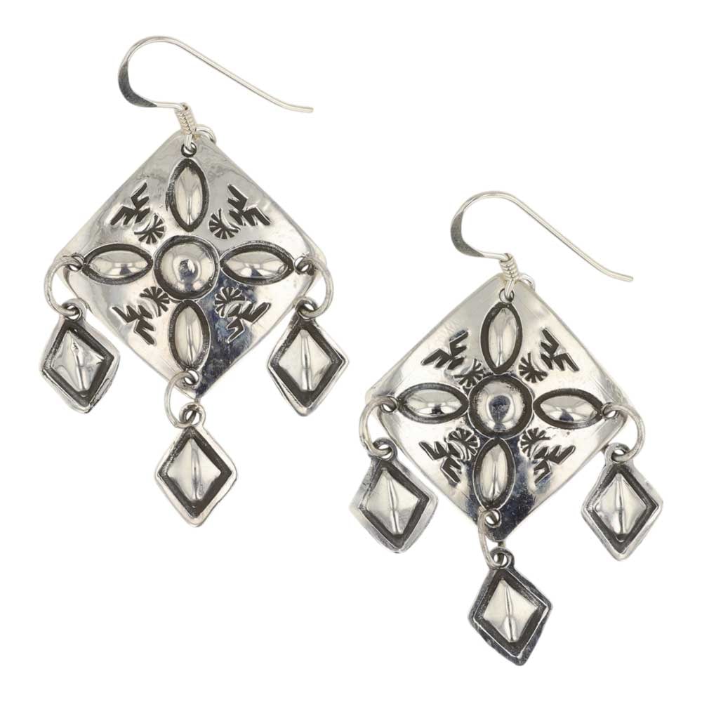 Harris Joe Navajo Bumput Chandelier Earrings: Sterling Silver | | Harris Joe Navajo Bumput Chandelier Earrings | Navajo Native American Southwest Indian Jewelry | Good (no breaks or damages) | Approximate Weight:?5 Grams | Earrings: 1.5" x 1" eac