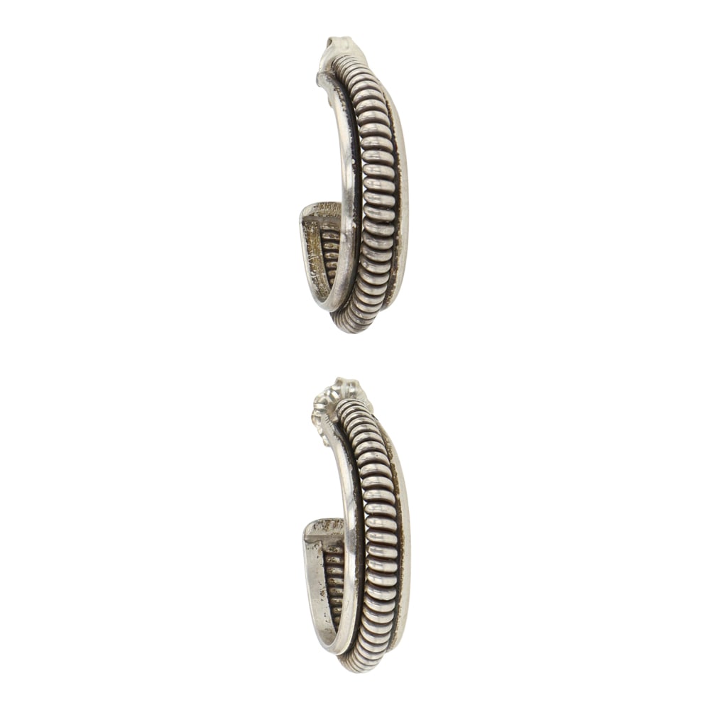 Navajo Plain Silver Hoop Earrings (1 of 2)