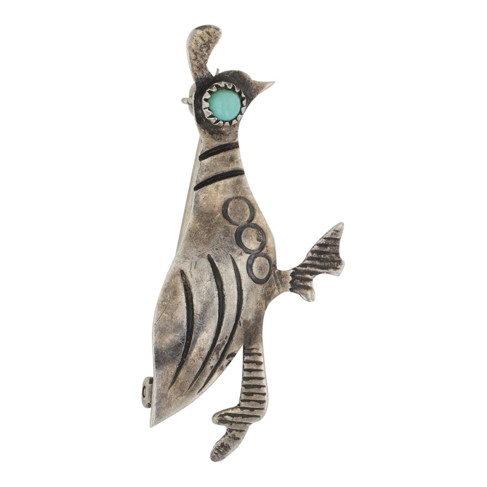 Vintage Navjao Turquoise Quail pin: Sterling Silver | Genuine Turquoise | Vintage Navjao Turquoise Quail pin | Navajo Native American Southwest Indian Jewelry | Good (no breaks or damages) | Approximate Weight:?2 Grams | Pin: 1.25" x
